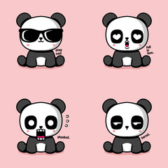 vector illustration of cute panda emoji