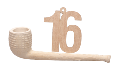 Wooden number sixteen, sixteenth December, Advent calendar, wooden number on a transparent background