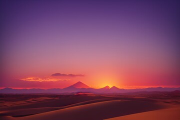 Plakat A beautiful warm sunset over the desert.