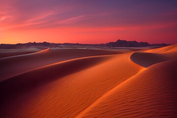 Plakat A beautiful warm sunset over the desert.