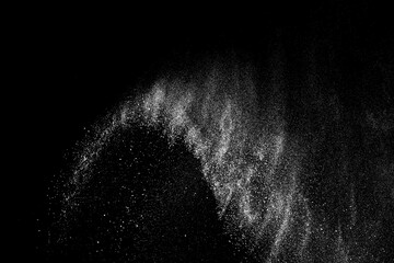 Distressed white grainy texture. Dust overlay textured. Grain noise particles. Rusted black background. Vector illustration. EPS 10.	