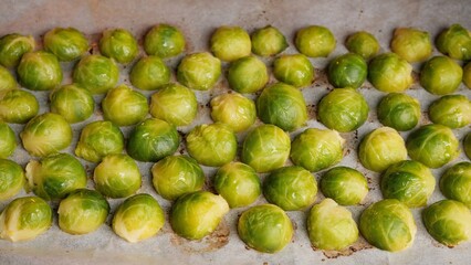 Cooking Brussels sprout in oven. Roasted Brussels sprout with smoked paprika