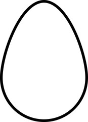 Black outlined egg shape, oval design element. Isolated png illustration, transparent background. Asset for overlay, montage, collage, template, clipping mask. Easter holiday concept.	