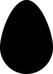 Black filled egg shape, oval design element. Isolated png illustration, transparent background. Asset for overlay, montage, collage, template, clipping mask. Easter holiday concept.	