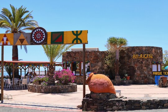 Fataga, Gran Canaria, Spain, May 16 2022, road GC-60, entrance of Mundo Aborigen.