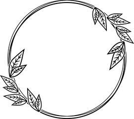 Fototapeta na wymiar Floral leaf circle frame illustration