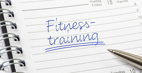 Eintrag in Terminkalender - Fitnesstraining