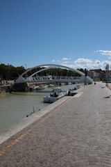 Italy, Marche, Pesaro: Glimpse of seafront of Fano.