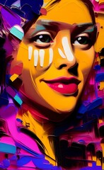Obraz premium Painted girl in abstract style