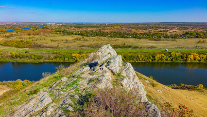 Beautiful landscape, Mountains 2 sisters, Seversky Donets River.