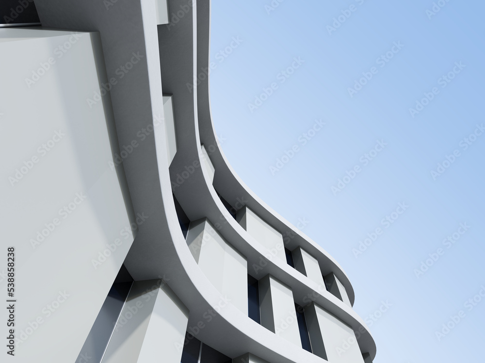Aufkleber 3d rendering of modern architecture office building.
