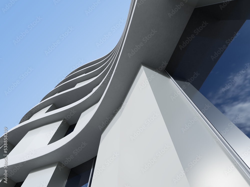 Poster 3d rendering of modern architecture office building.