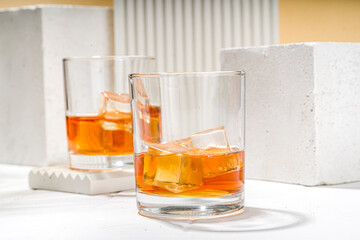 Iced whiskey in short glasses
