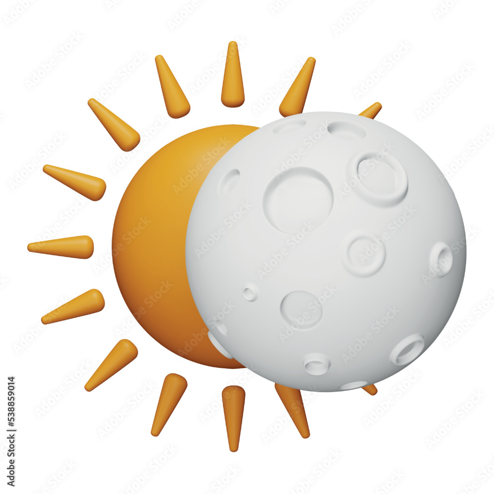 Poster eclipse 3d rendering isometric icon.