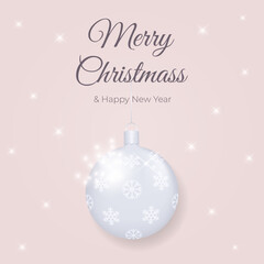 Christmas, Hew Year greeting card, invitation with christmas toy. Vector illustration.