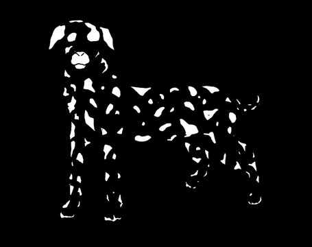 dalmatian dog silhouette vector on black background