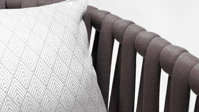 Modern designer chair with cushion on white background. Close-up 