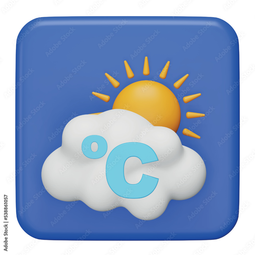 Poster weather app 3d rendering isometric icon.