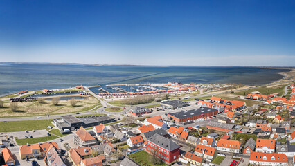 Fototapeta na wymiar a panorama view of city by the shore in denmark