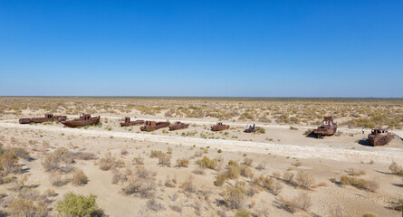 Aral, graveyard of ships. Uzbekistan, Karakalpakstan
