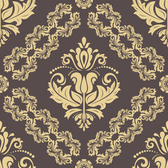Orient vector classic pattern. Seamless abstract background with vintage elements. Orient brown and golden pattern. Ornament for wallpapers and packaging