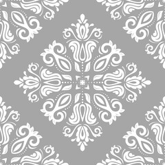 Classic seamless vector light beige and white pattern. Damask orient ornament. Classic vintage background. Orient pattern for fabric, wallpapers and packaging