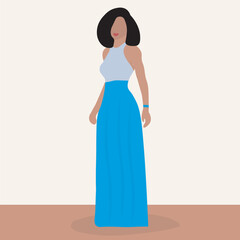 Fashionable African Woman in elegant line art style vector abstract