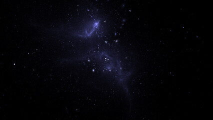 Cosmic nebula in space among stars and galaxies. Gas dust clouds nebula in outer space. Birth and expansion of universe. Formation of stars and planets from the nebula. 3d render