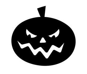 Halloween pumpkin silhouette. Vegetable with scary carved face. Reaction for messengers. Emotions and facial expression, mood. International and multicultural holiday. Cartoon flat vector illustration