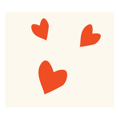 Red Heart Shapes on White Background. Love symbols. Flat Heart Silhouettes Vector. icons. Vector illustration Design Elements Set. - Vector