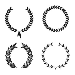 Laurel wreath collection. Laurel wheat ears, floral greek branch. Achievement, victory and quality symbols concept PNG