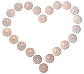 Herz aus Teelichtern, isoliert, Rahmen