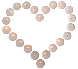 Herz aus Teelichtern, isoliert, Rahmen