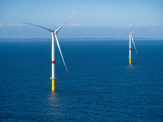 Fototapeta parc eolien en mer, energie durable obraz