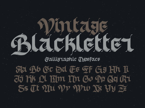 Vintage Blackletter vector font set