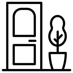 door and flower pot icon