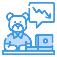 Bear market blue outline icon