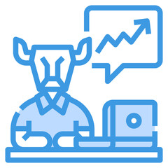 Bull market blue outline icon