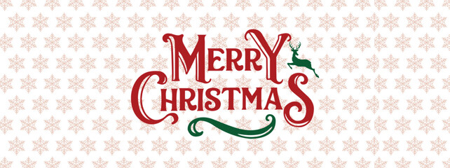 Merry Christmas web banner with abstract retro style modern design background. Christmas calligraphy with Santa hat and red green blue geometric shapes and icons. Vector illustration