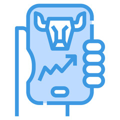 Bull market blue outline icon