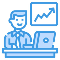 Fototapeta premium Invester blue outline icon