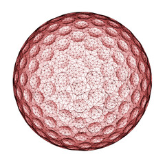 Three-dimensional golfball isolated on white background. 3D illustration.