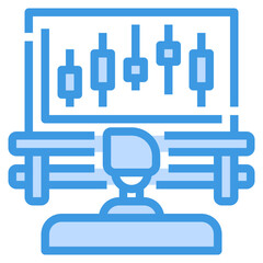 Monitor blue outline icon