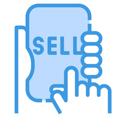 Sell blue outline icon