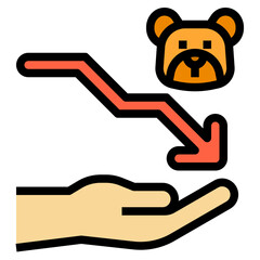 Downtrend filled outline icon