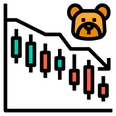 Downtrend filled outline icon