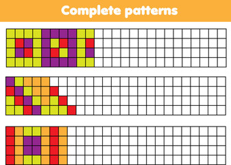 Complete geometric patterns. Educational game for children. Drawing activity for kids - 538868212