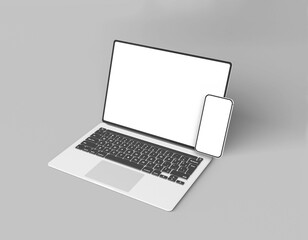Macbook pro with smartphone website presentation mockup