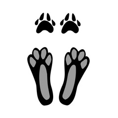 A print, a trace of a rabbit's paw, a hare. Foiled on a white background