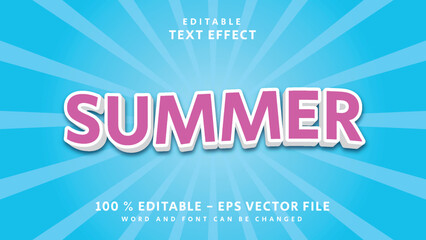 Editable 3d text effect modern purple Summer style isolated on cyan background